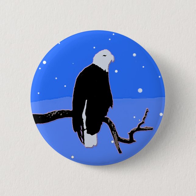 Bald Eagle in Winter  - Original Wildlife Art Button (Front)