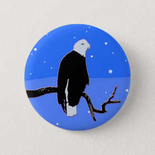 Bald Eagle in Winter  - Original Wildlife Art Button