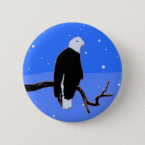 Bald Eagle in Winter  _ Original Wildlife Art Button