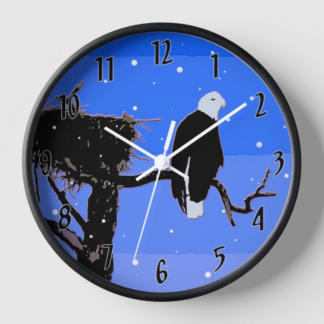 Bald Eagle in Winter  - Original Wildlife Art Clock (Front)