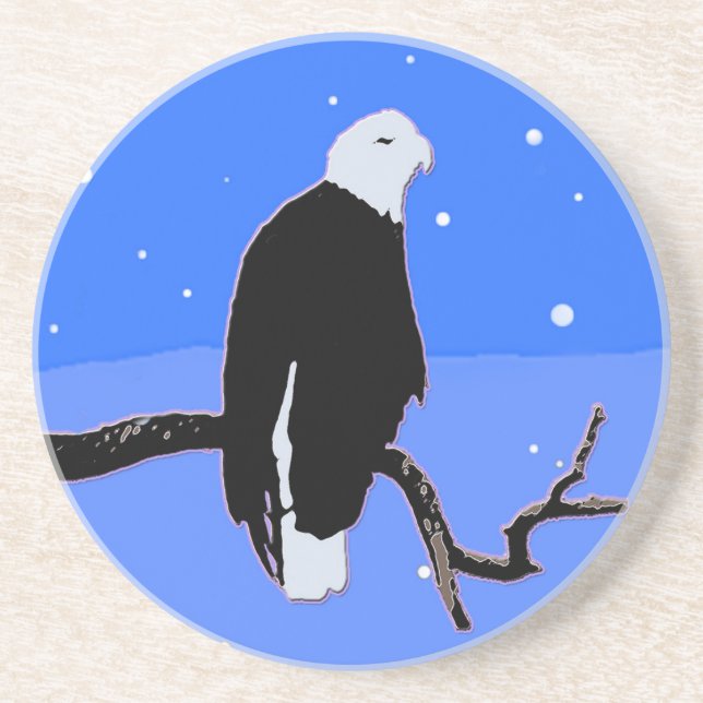 Bald Eagle in Winter  - Original Wildlife Art Coaster (Front)