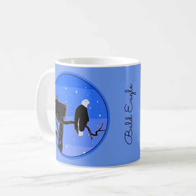 Bald Eagle in Winter  - Original Wildlife Art Coffee Mug (Front Left)