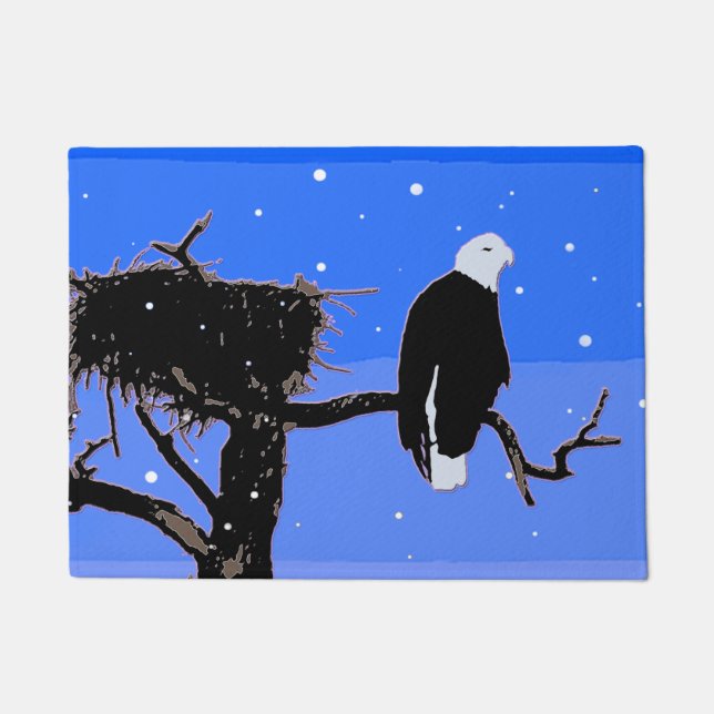 Bald Eagle in Winter  - Original Wildlife Art Doormat (Front)