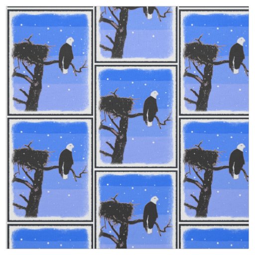 Bald Eagle in Winter  - Original Wildlife Art Fabric