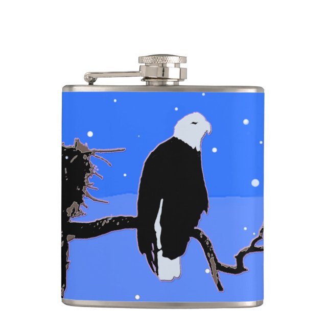 Bald Eagle in Winter  - Original Wildlife Art Flask (Front)