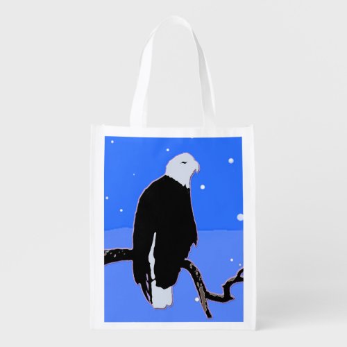 Bald Eagle in Winter  _ Original Wildlife Art Grocery Bag