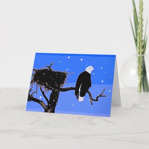 Bald Eagle in Winter  _ Original Wildlife Art Holiday Card