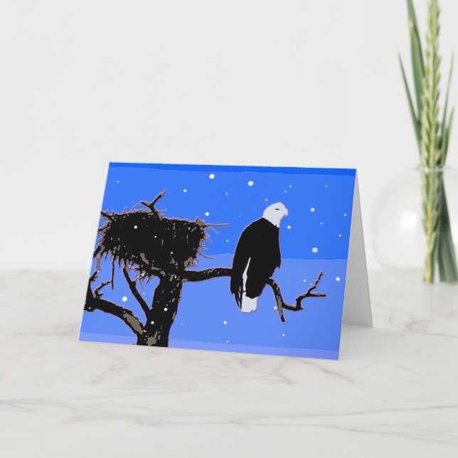 Bald Eagle in Winter  - Original Wildlife Art Holiday Card (Front)