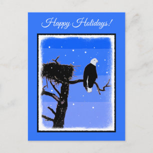 Bald Eagle in Winter - Original Wildlife Art Holiday Postcard