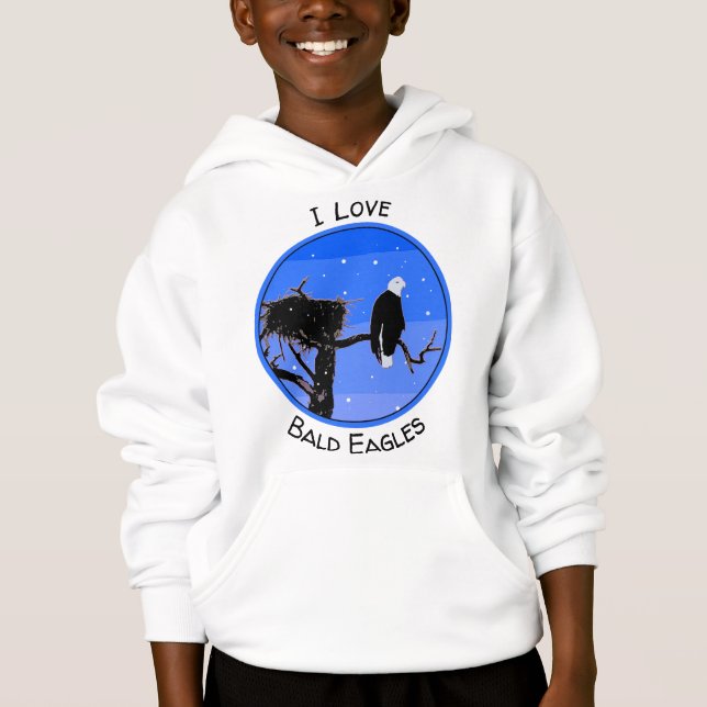 Bald Eagle in Winter  - Original Wildlife Art Hoodie (Front)