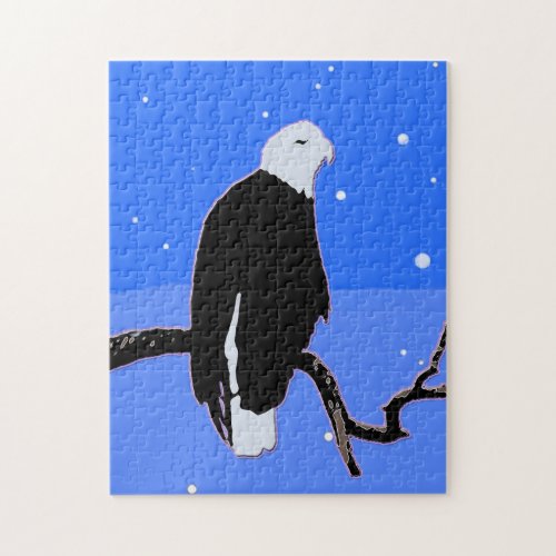 Bald Eagle in Winter  _ Original Wildlife Art Jigsaw Puzzle