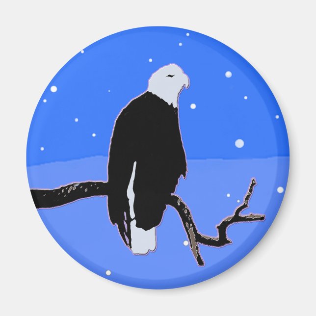 Bald Eagle in Winter  - Original Wildlife Art Magnet (Front)
