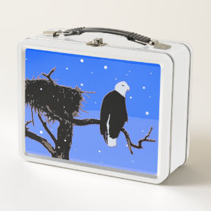 Bald Eagle in Winter  - Original Wildlife Art Metal Lunch Box