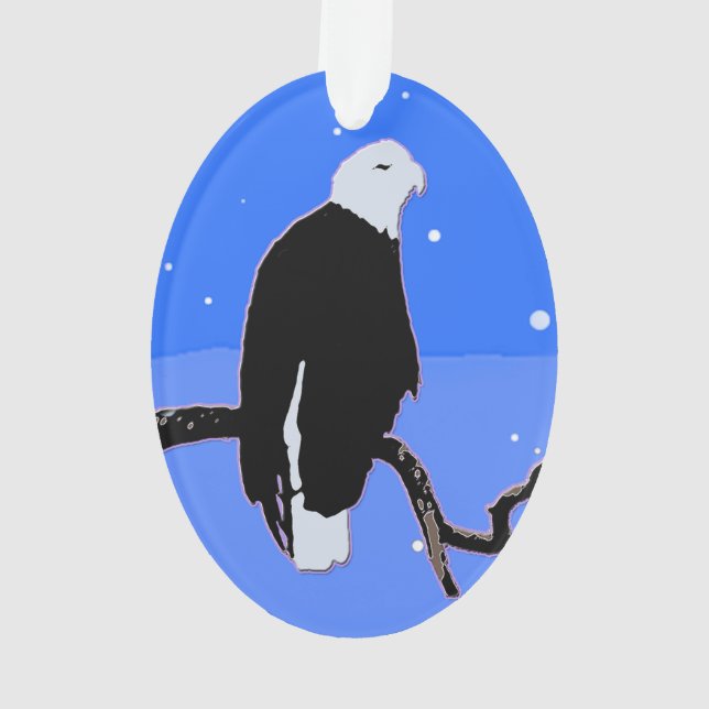 Bald Eagle in Winter  - Original Wildlife Art Ornament (Back)