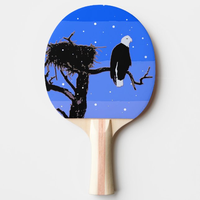 Bald Eagle in Winter  - Original Wildlife Art Ping-Pong Paddle (Front)