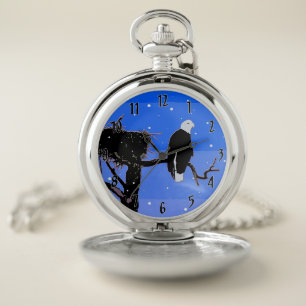 Bald Eagle in Winter  - Original Wildlife Art Pocket Watch