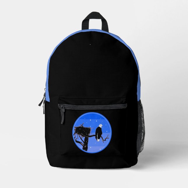 Bald Eagle in Winter  - Original Wildlife Art Printed Backpack (Front)