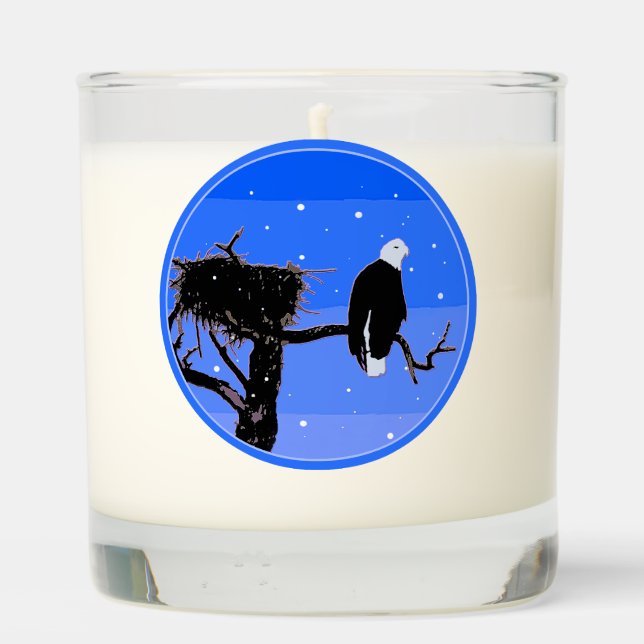 Bald Eagle in Winter  - Original Wildlife Art Scented Candle (Back)