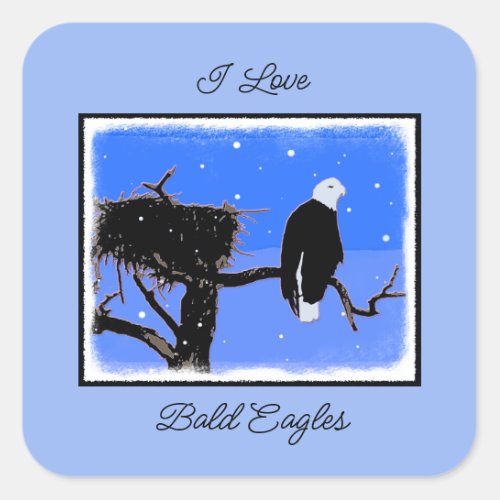 Bald Eagle in Winter  _ Original Wildlife Art Square Sticker