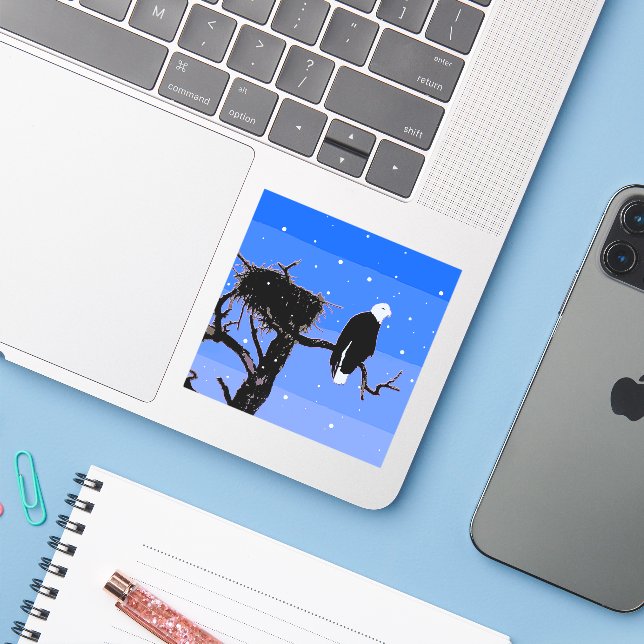 Bald Eagle in Winter  - Original Wildlife Art Sticker (Laptop w/ iPhone)