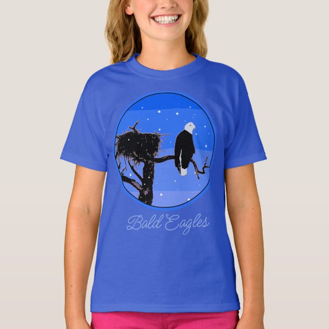 Bald Eagle in Winter  - Original Wildlife Art T-Sh T-Shirt (Front)