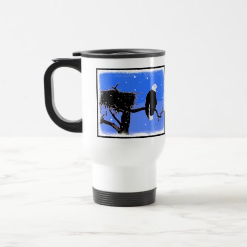 Bald Eagle in Winter  _ Original Wildlife Art Travel Mug