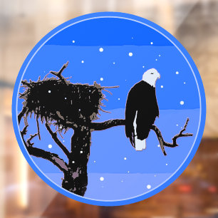 Bald Eagle in Winter - Original Wildlife Art Window Cling