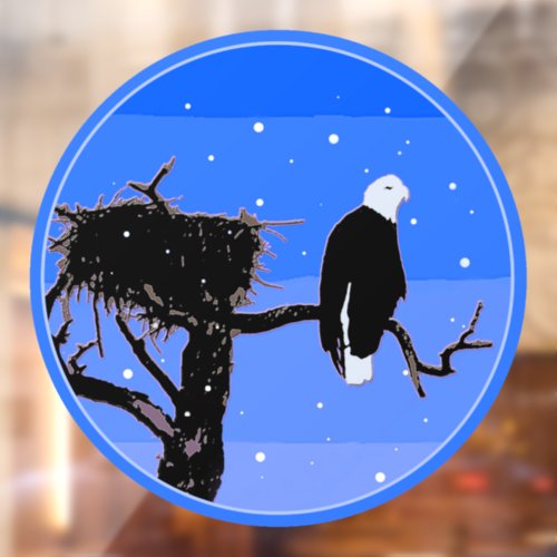 Bald Eagle in Winter  _ Original Wildlife Art Window Cling