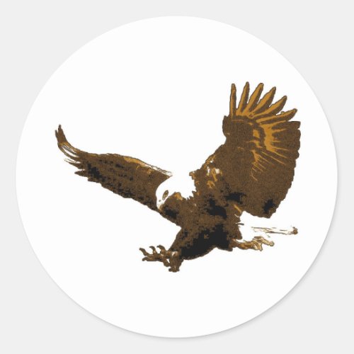 Bald Eagle Landing Classic Round Sticker