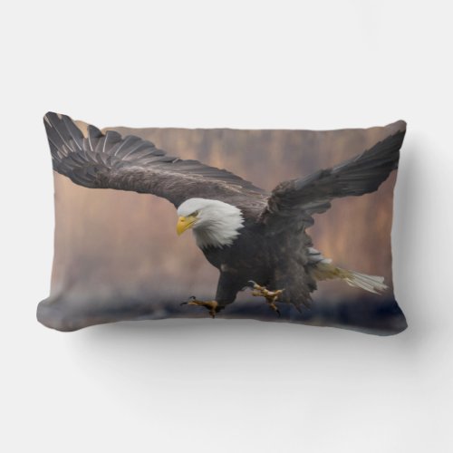 Bald Eagle landing Lumbar Pillow