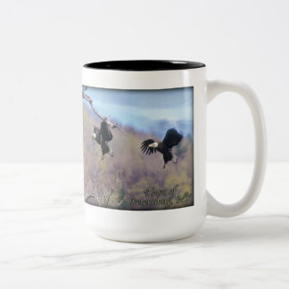 Bald Eagle landing Two-Tone Coffee Mug