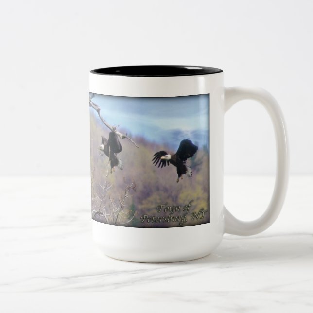 Bald Eagle landing Two-Tone Coffee Mug (Right)