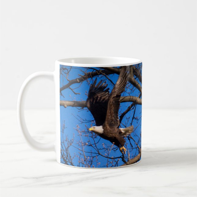 Bald Eagle Liftoff Coffee Mug (Left)