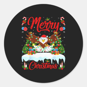 Bald Eagle Lover Xmas Lighting Santa Bald Eagle Ch Classic Round Sticker
