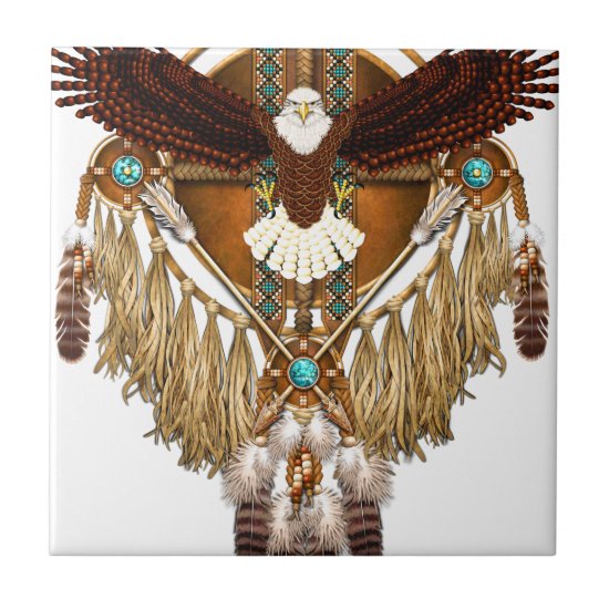 Bald Eagle Mandala - revised Ceramic Tile