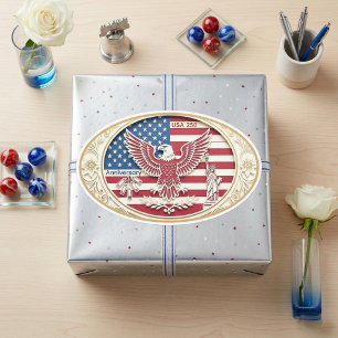 Bald Eagle Mascot Statue of Liberty USA 250 Pride Oval Sticker