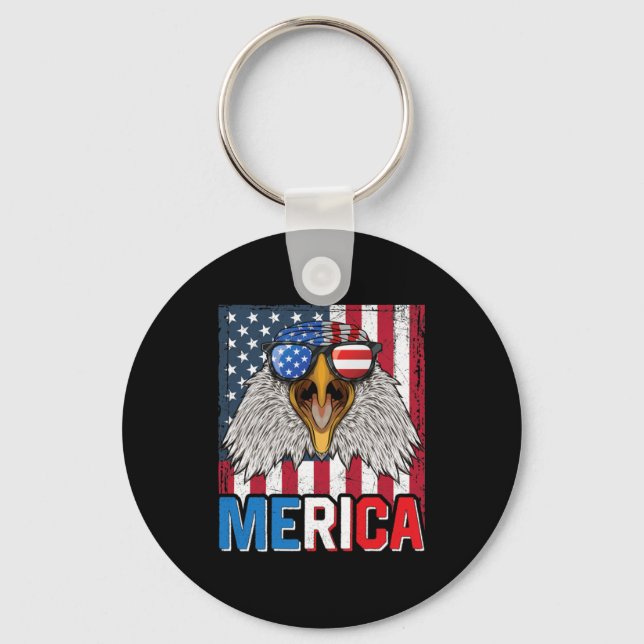 Bald Eagle Merica 4th of July Keychain (Front)