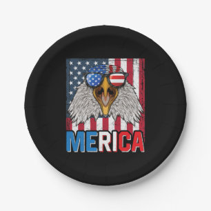 Bald Eagle Merica 4th of July Paper Plates