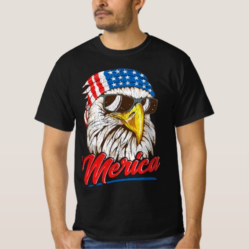 Bald Eagle Merica 80s Mullet Eagle America USA 4th T_Shirt