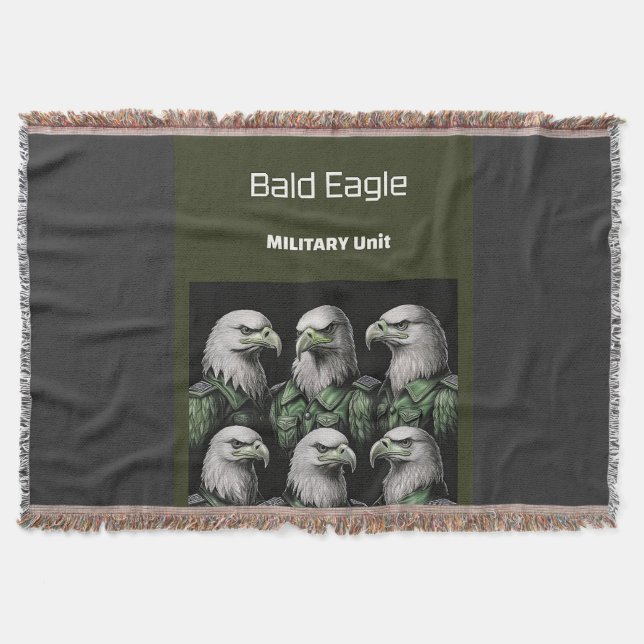 Bald Eagle Military Unit Throw Blanket (Front)