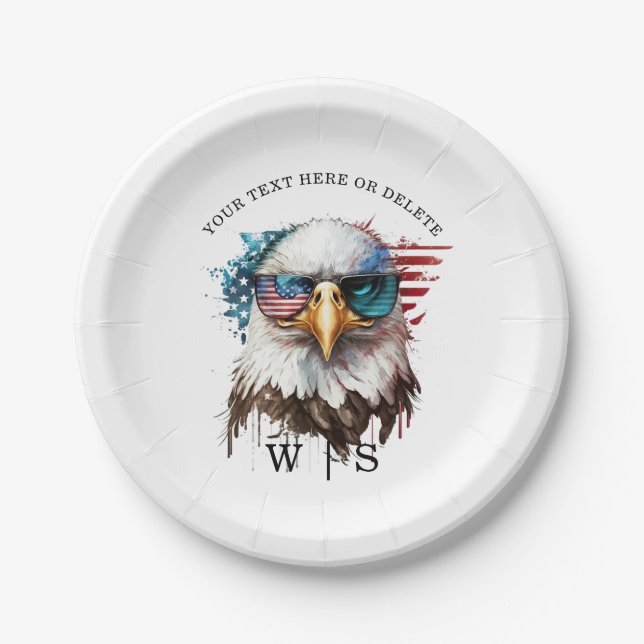 Bald Eagle modern & unique USA national symbol Paper Plates (Front)