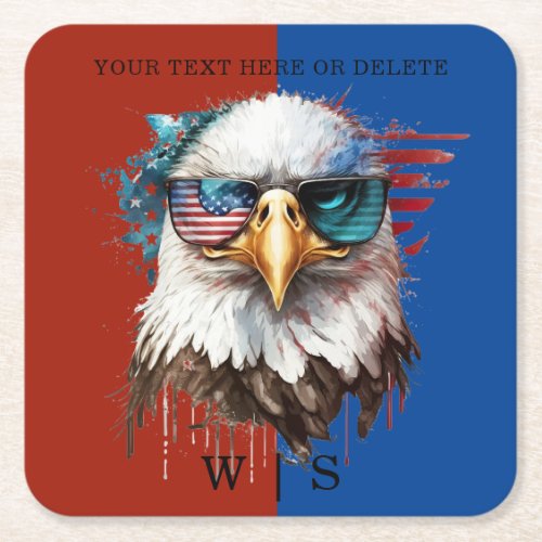 Bald Eagle modern  unique USA national symbol Square Paper Coaster