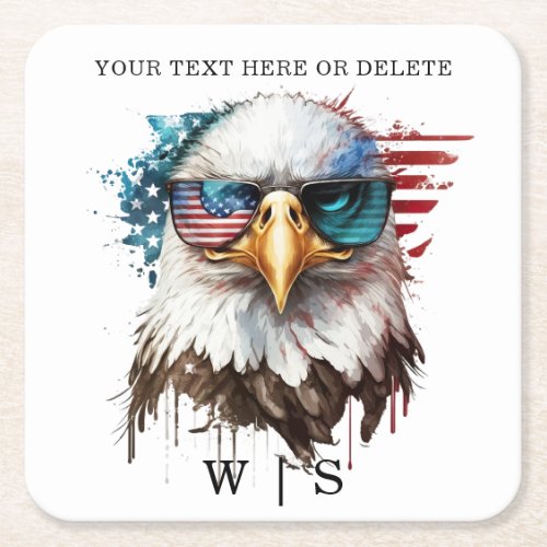 Bald Eagle modern  unique USA national symbol Square Paper Coaster