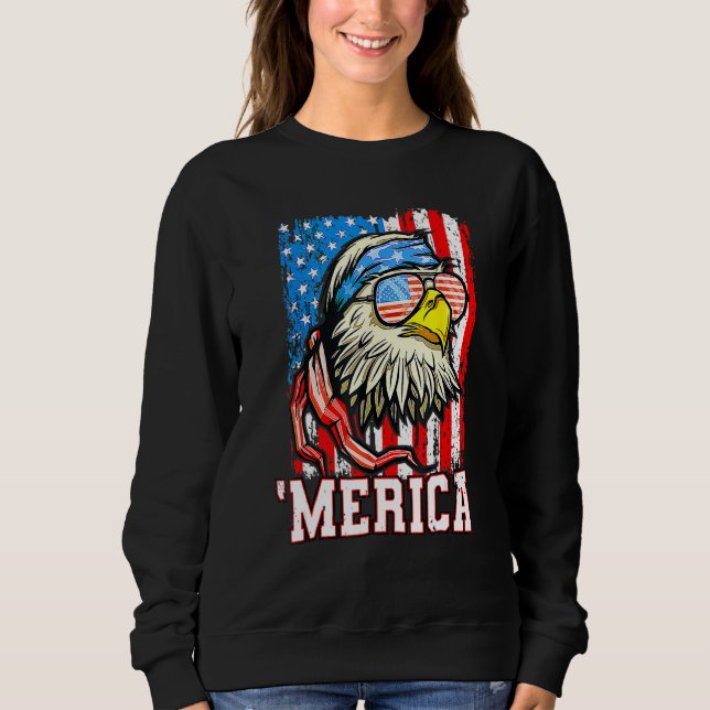 Bald Eagle Mullet Merica American Flag  4th Of Jul Sweatshirt (Front)