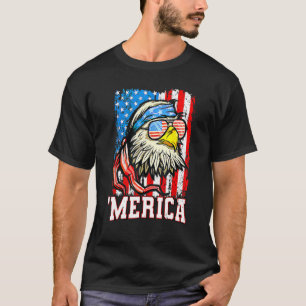 Bald Eagle Mullet Merica American Flag  4th Of Jul T-Shirt