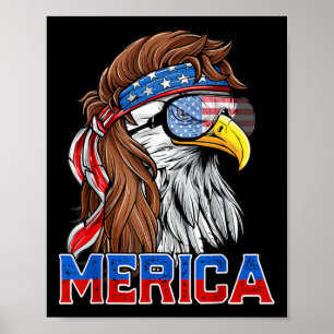 Bald Eagle Mullet Merica American Flag Patriotic 4 Poster