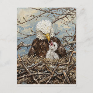 Bald Eagle Nest Watercolor Custom Message Postcard