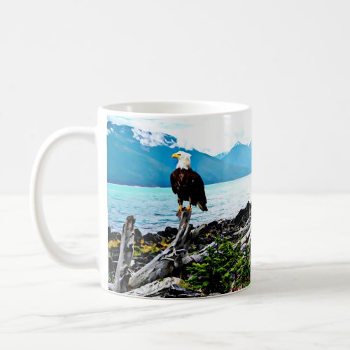 Bald Eagle On Alaska Coast Coffee Mug