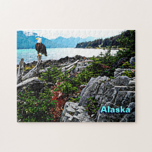 Bald Eagle On Alaska Coast Jigsaw Puzzle (Horizontal)