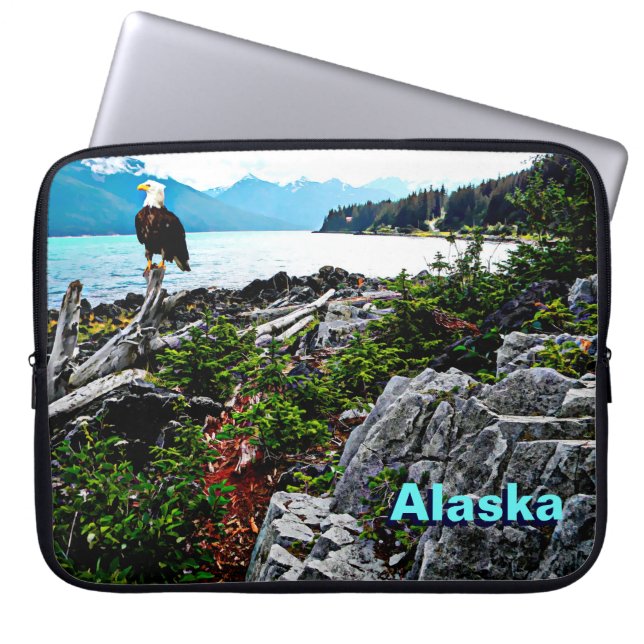 Bald Eagle On Alaska Coast Laptop Sleeve (Front)